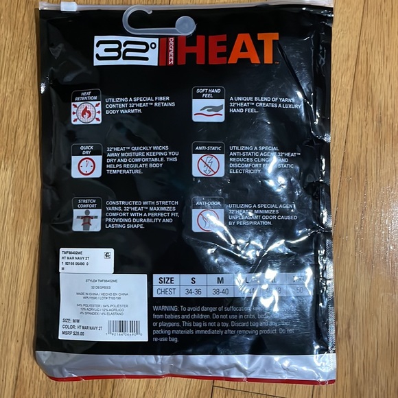 32 Degrees Heat Plus Extra Warm Long Sleeve Crew Neck Size Medium Black - Picture 2 of 4
